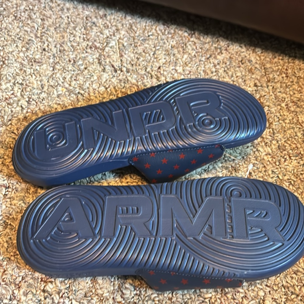 New Under Armour Red Star Navy Blue Slide Sandals Men 8 USA - Picture 4 of 4